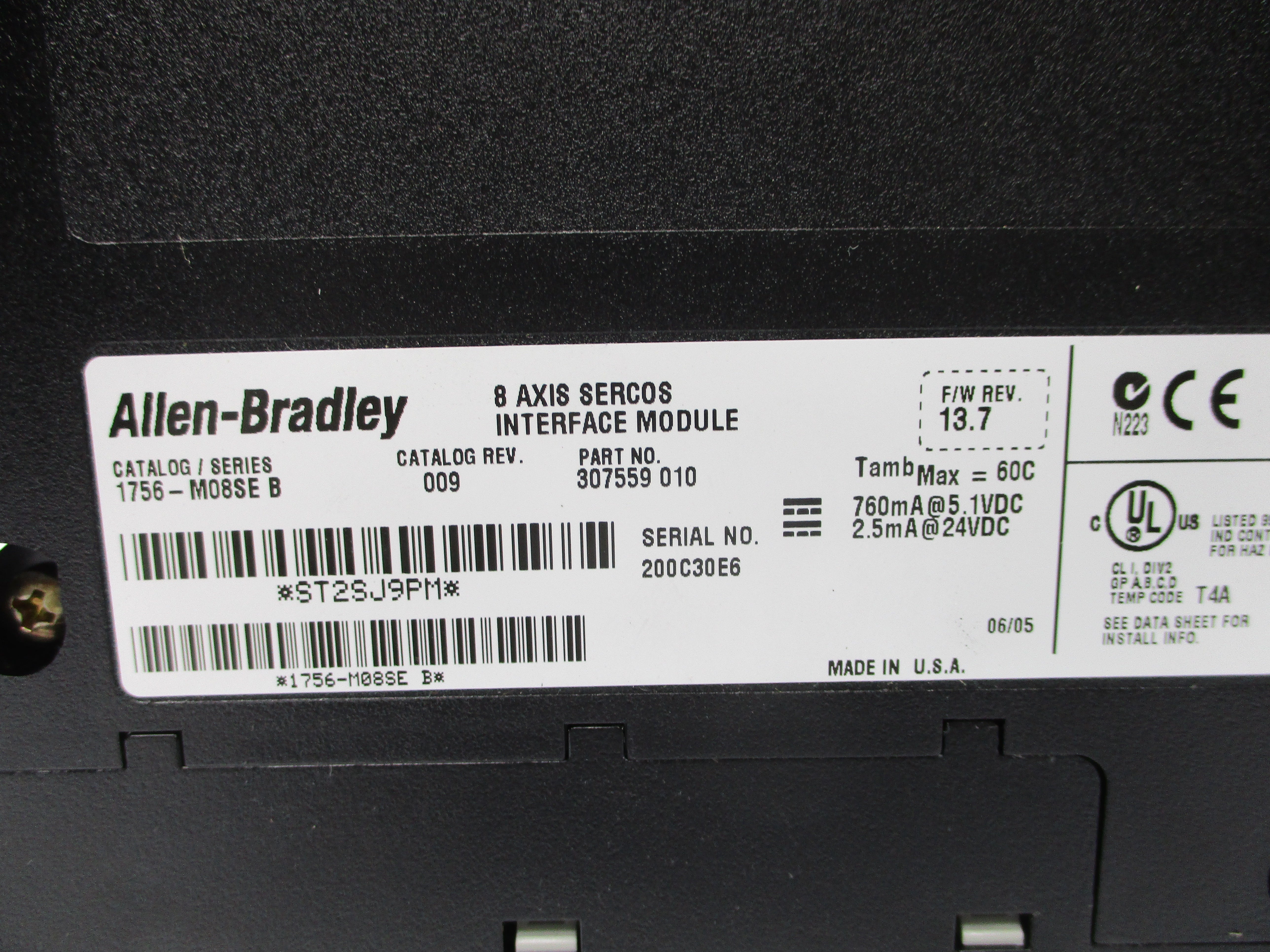 ALLEN BRADLEY 1756-M08SE SER. B F/W 13.7 NSNP
