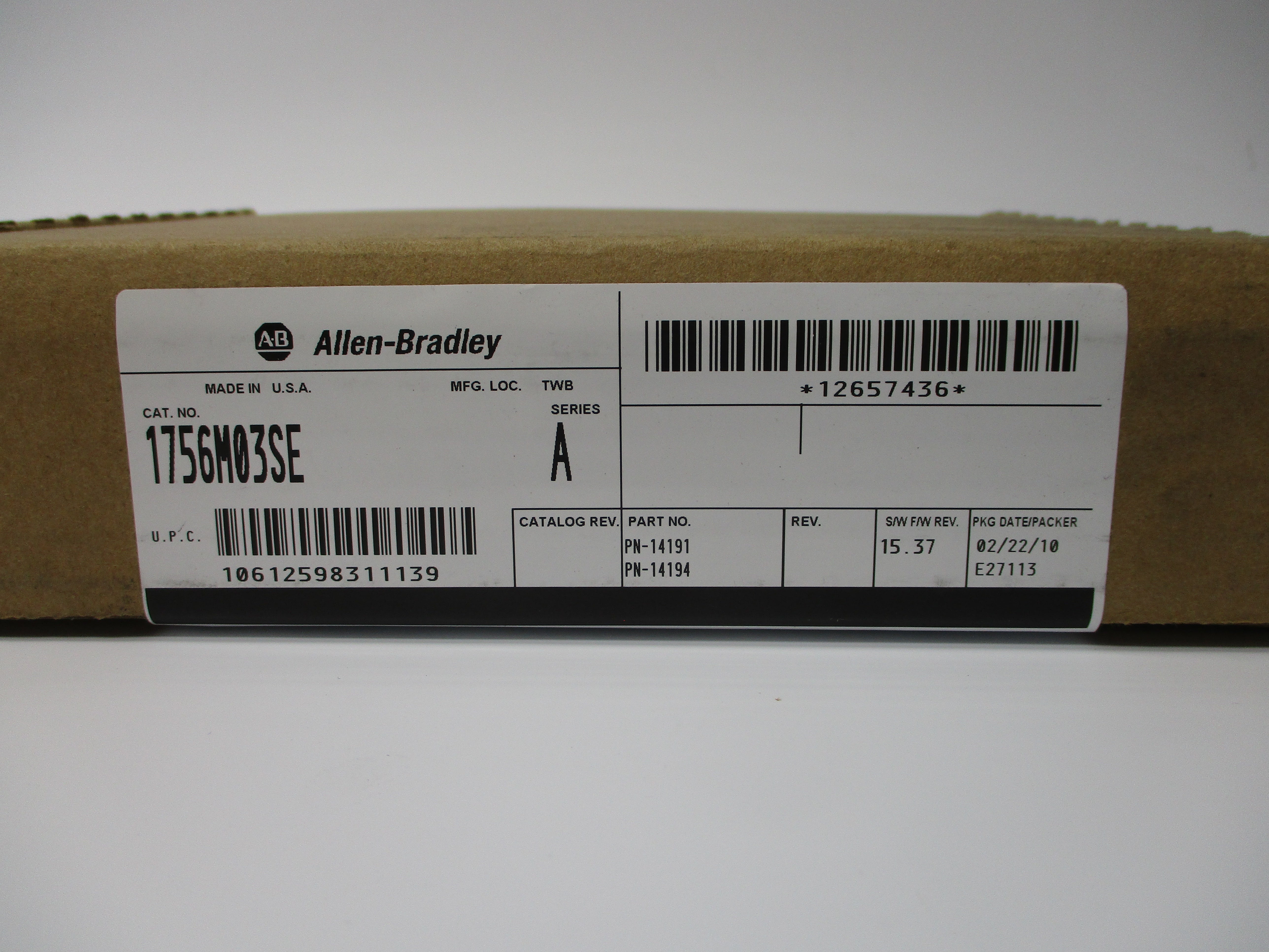 ALLEN BRADLEY 1756-M03SE SER. A F/W 15.37  DATE: 2010 NSFS