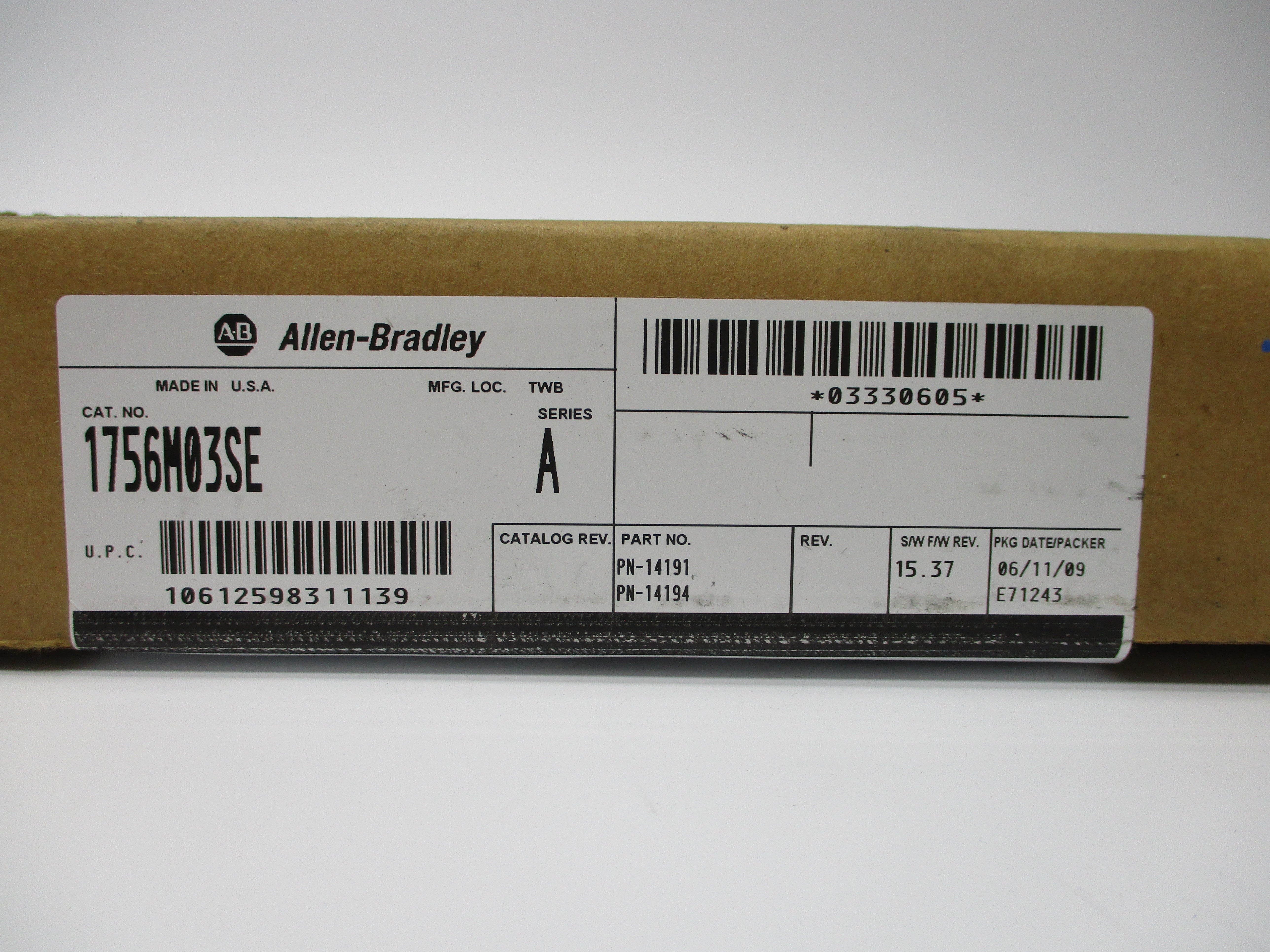 ALLEN BRADLEY 1756-M03SE SER. A F/W 15.37  DATE: 2009 NSFS