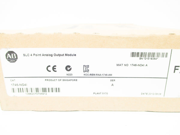 ALLEN BRADLEY 1746-NO4I SER. A DATE: 2012 NSFS