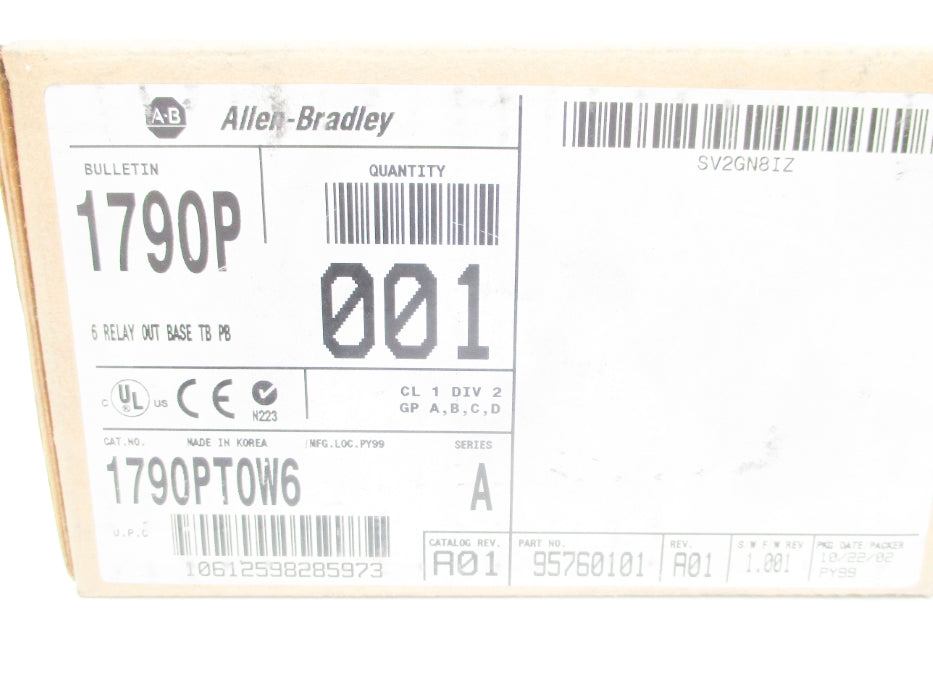 ALLEN BRADLEY 1790-PT0W6 SER. A F/W 1.001 NSMP