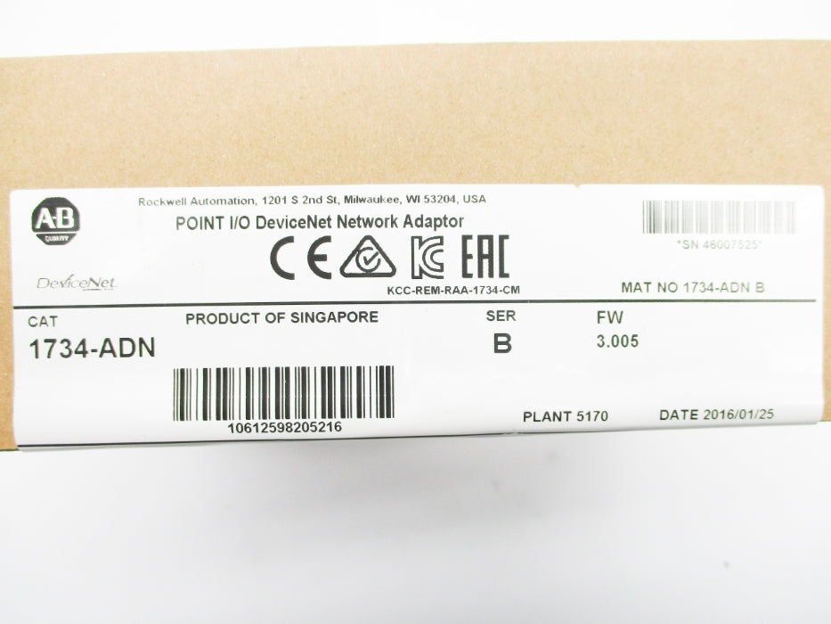 ALLEN BRADLEY 1734-ADN SER. B F/W 3.005 DATE: 2016 NSFS