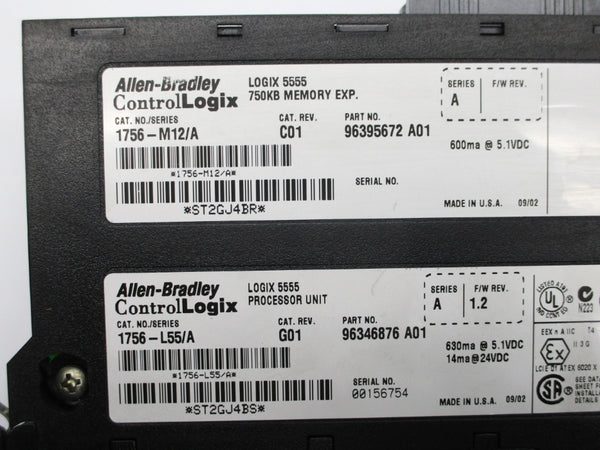 ALLEN BRADLEY 1756-L55M12 SER. A F/W 1.2 (NO KEY) NSNP