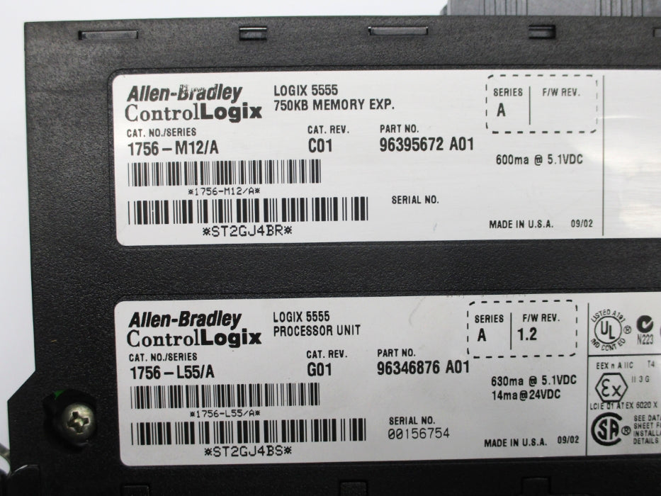 ALLEN BRADLEY 1756-L55M12 SER. A F/W 1.2 (NO KEY) NSNP