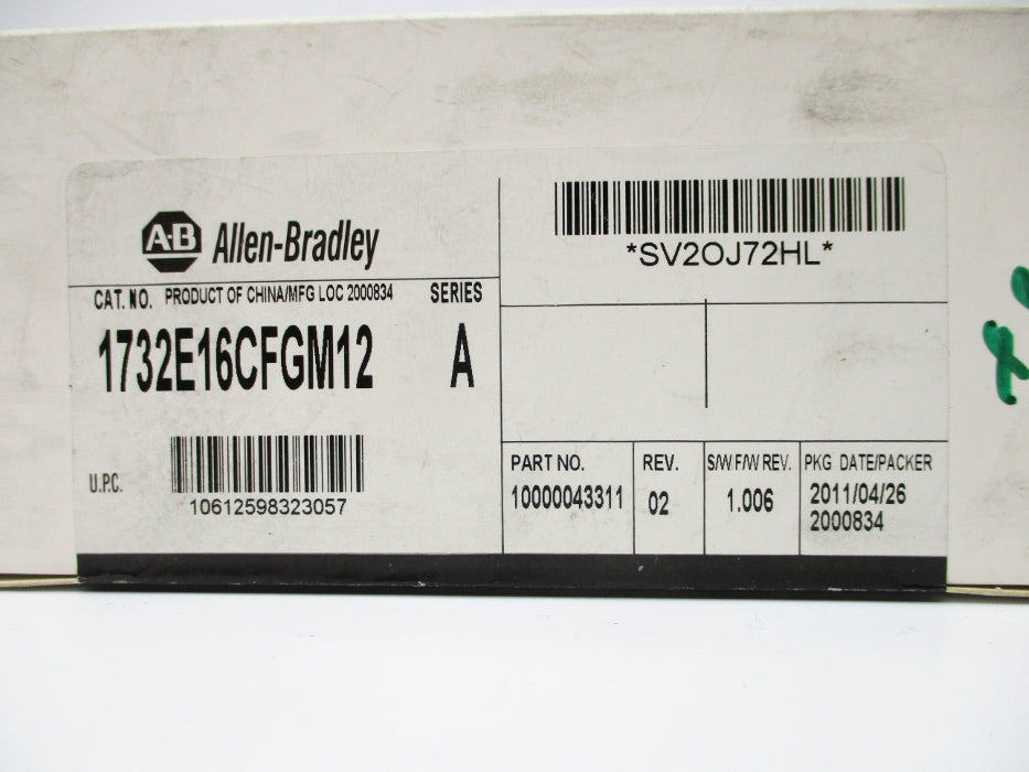 ALLEN BRADLEY 1732-E16CFGM12 SER. A F/W 1.006 DATE: 2011 NSMP
