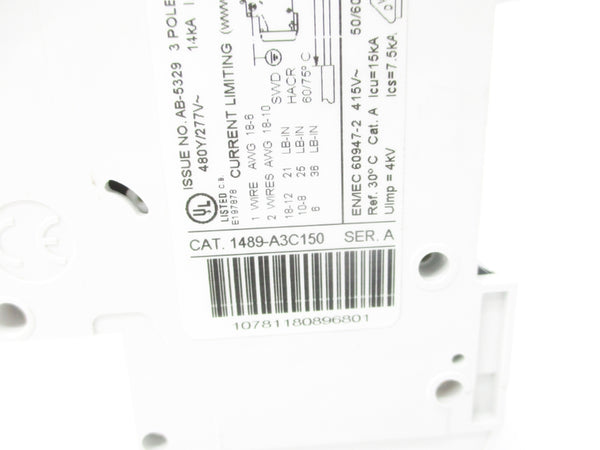 ALLEN BRADLEY 1489-A3C150 SER. A 15A 277V NSNP