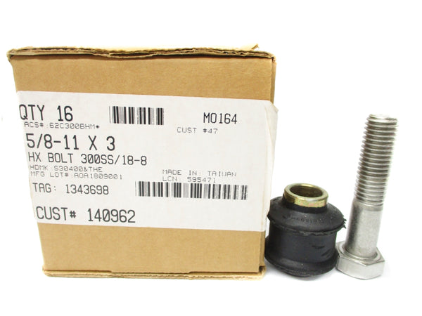 ACS 300SS/18-8 5/8-11X3 (PKG OF 16) NSMP