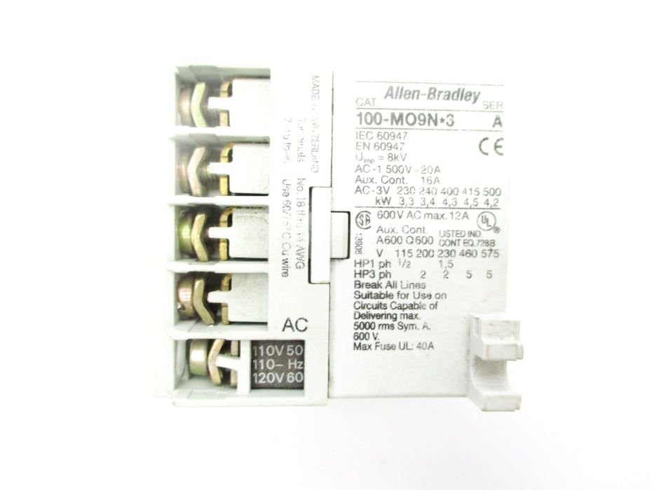 ALLEN BRADLEY 100-MO9ND3 SER. A 110/120V UNMP