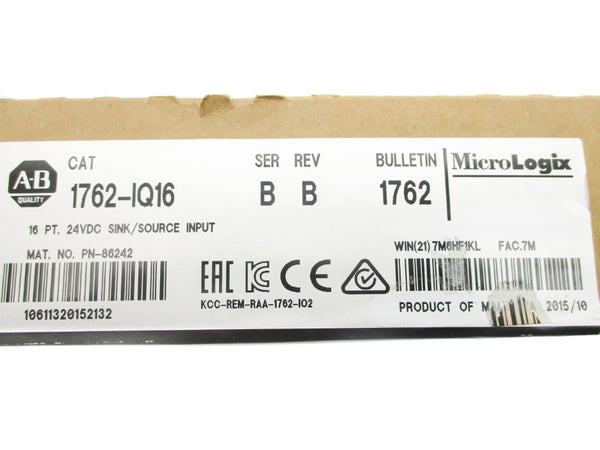 ALLEN BRADLEY 1762-IQ16 SER. B DATE: 2015 NSFS