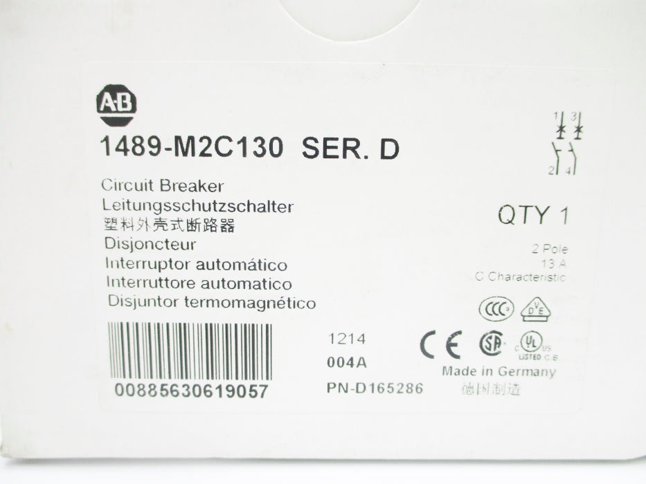 ALLEN BRADLEY 1489-M2C130 SER. D 13A 277V NSMP