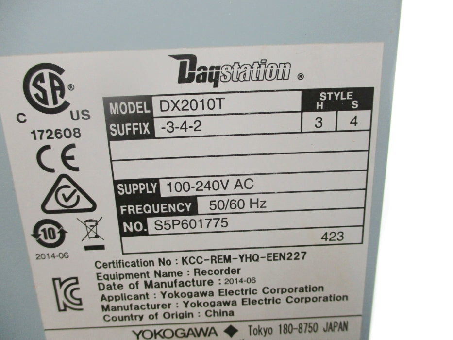 YOKOGAWA DX2010T-3-4-2 NSNP