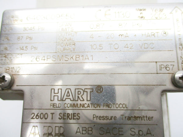 ABB 264PSMSKB1A1 0.87-87PSI UNMP