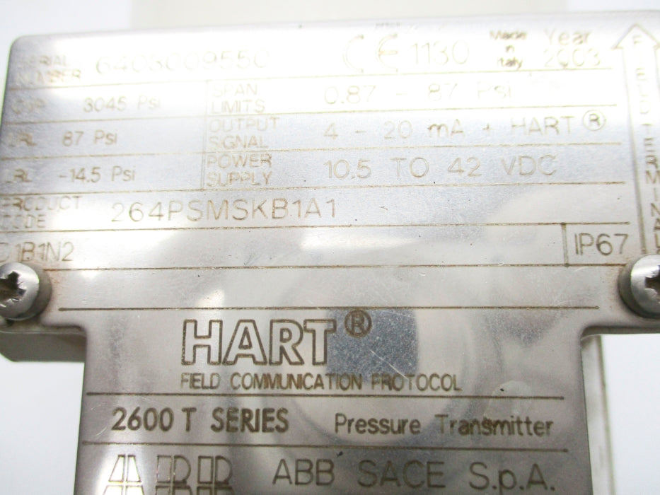 ABB 264PSMSKB1A1 0.87-87PSI UNMP