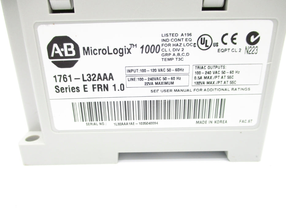 ALLEN BRADLEY 1761-L32AAA SER. E F/W 1.0 NSNP