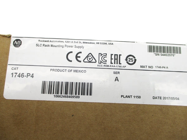 ALLEN BRADLEY 1746-P4 SER. A DATE: 2017 NSFS