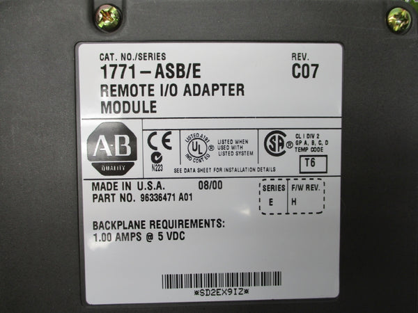ALLEN BRADLEY 1771-ASB SER. E F/W H REV. C07 NUPI