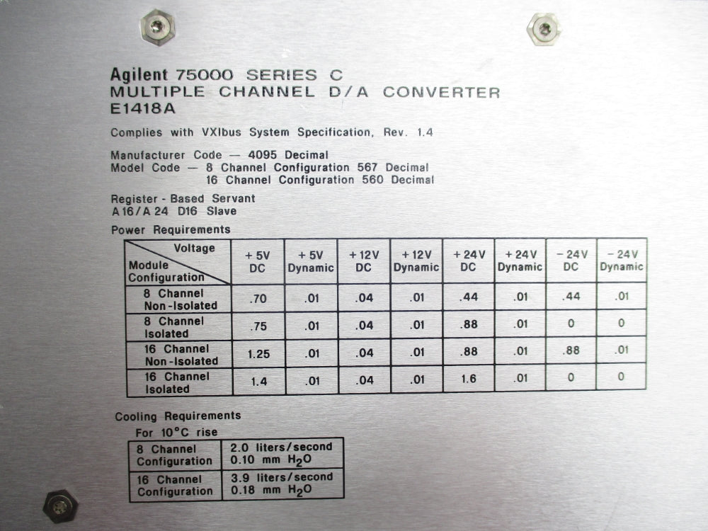 AGILENT E1418A SER. C 75000 NSNP