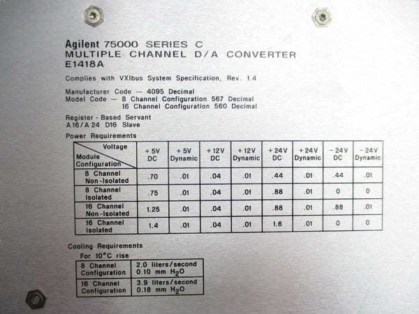 AGILENT E1418A SER. C 75000 NSNP
