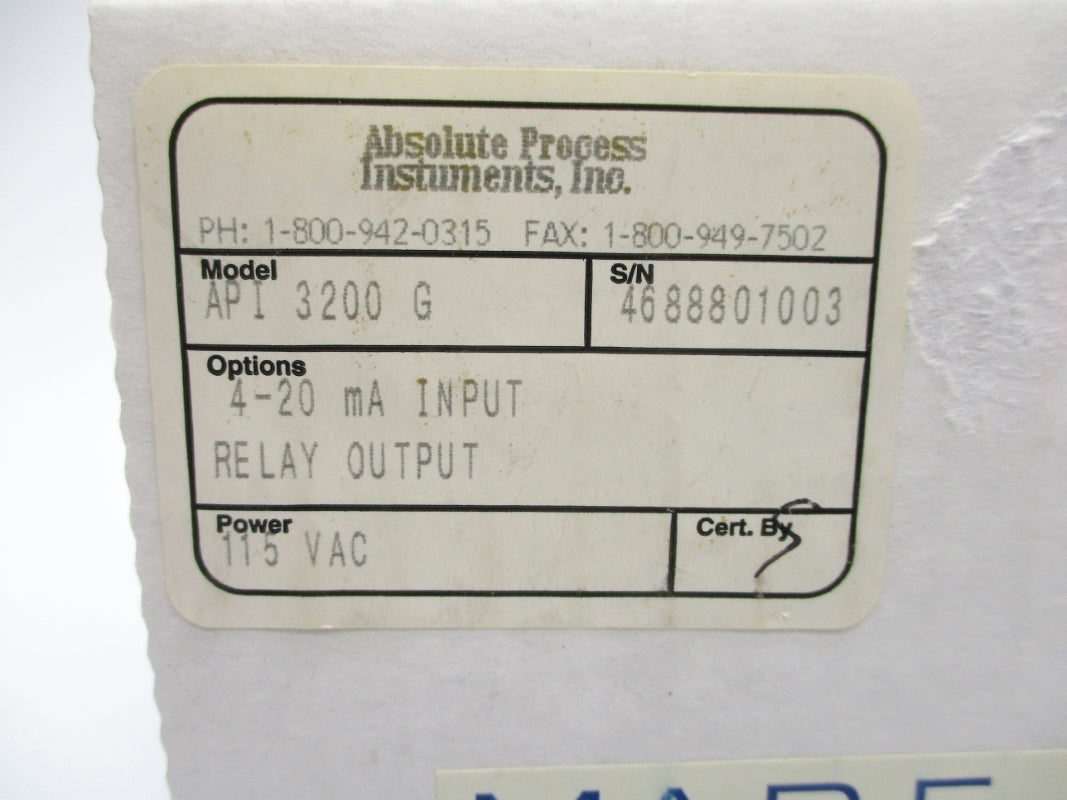 ABSOLUTE PROCESS INSTRUMENTS API3200G 115VAC NSFS