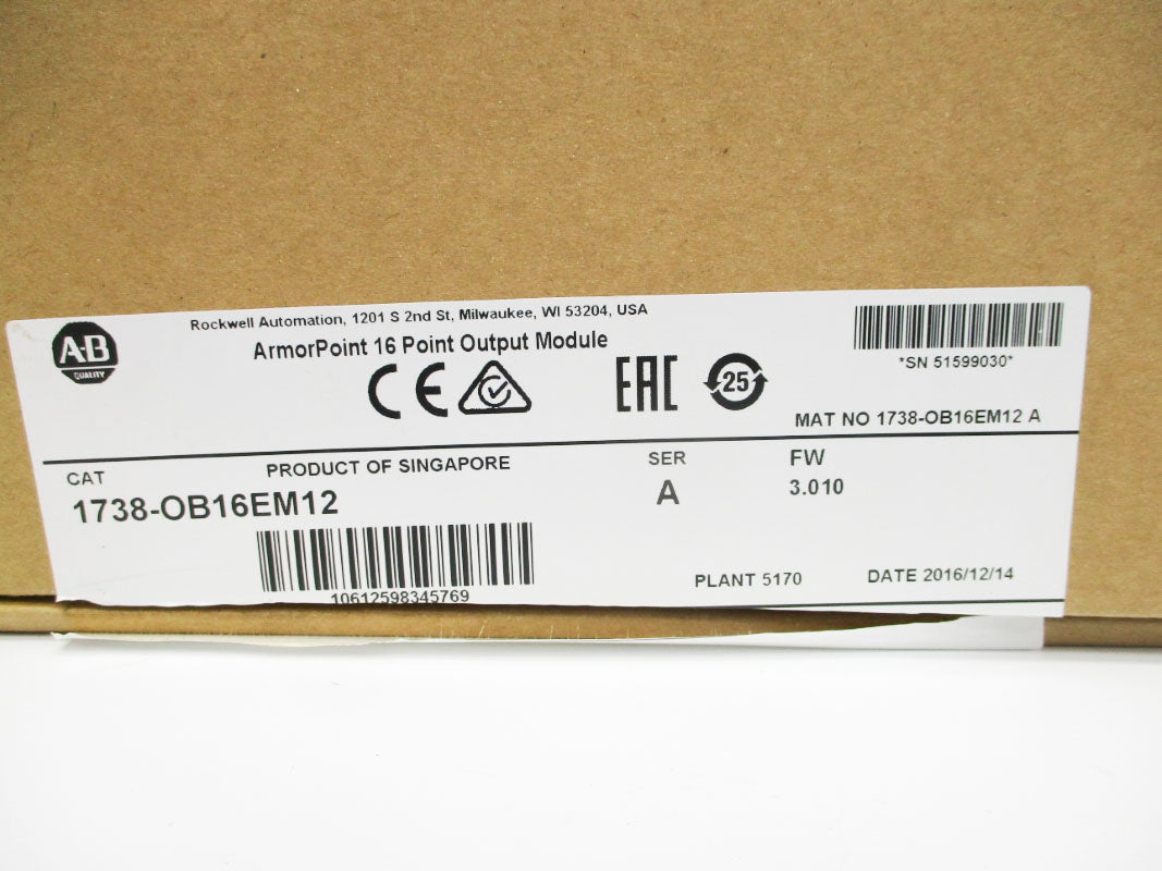 ALLEN BRADLEY 1738-OB16EM12 SER. A F/W 3.010 NSMP