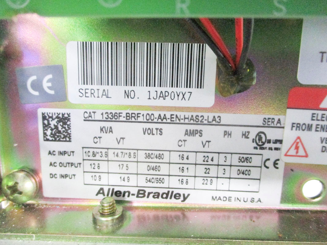 ALLEN BRADLEY 1336F-BRF100-AA-EN-HAS2-LA3 SER. A 480V UNMP
