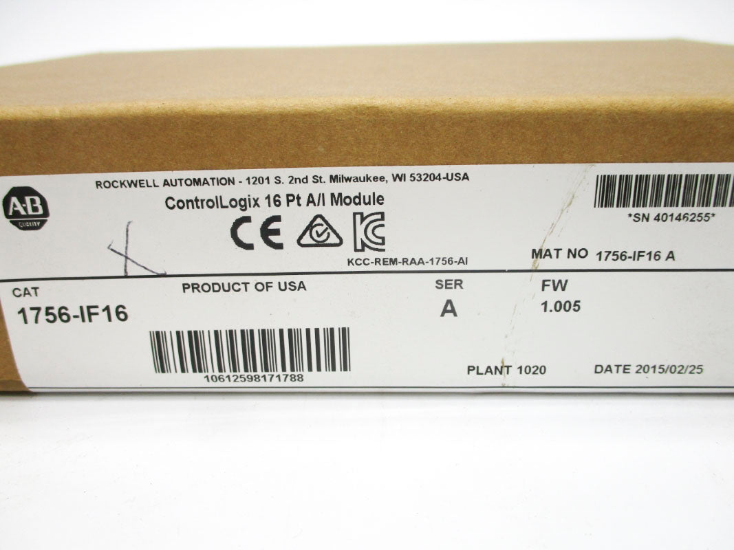 ALLEN BRADLEY 1756-IF16 SER. A F/W 1.005 DATE: 2015 NSFS