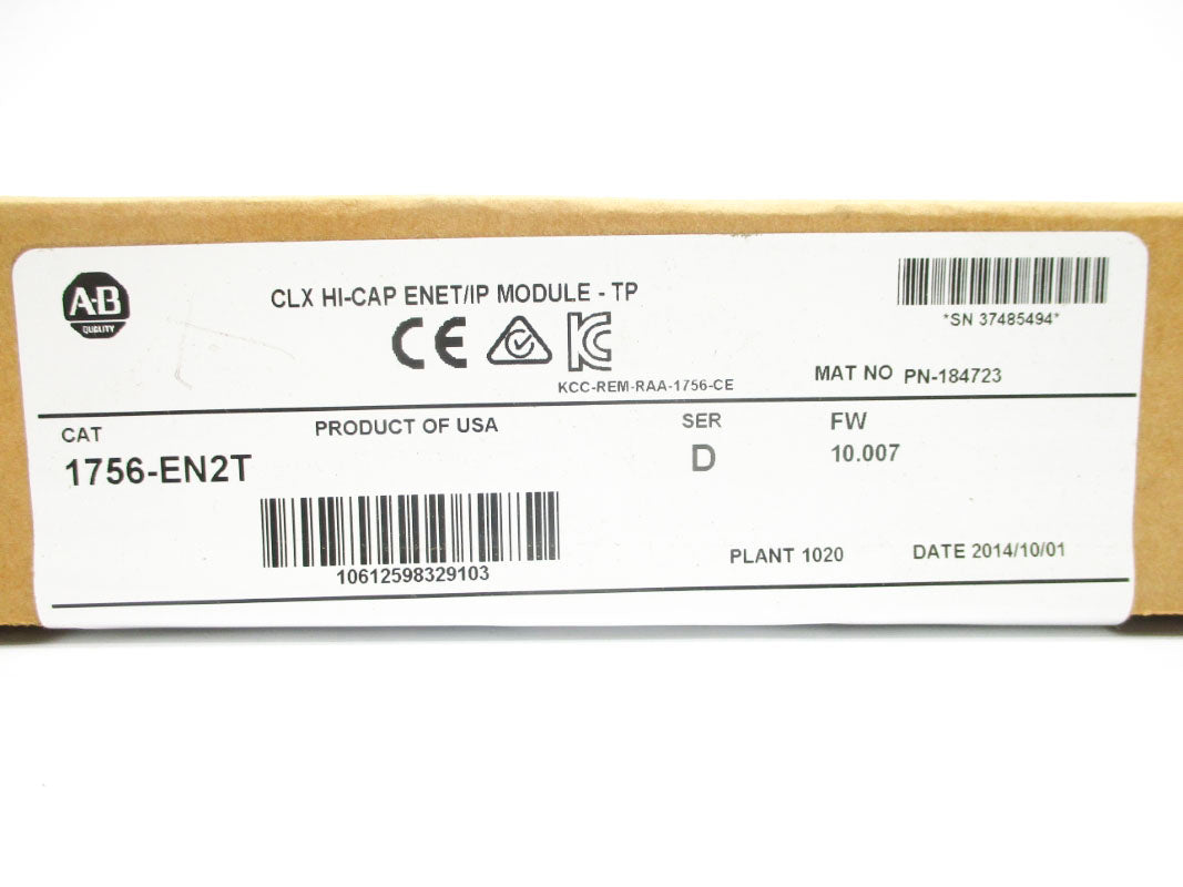 ALLEN BRADLEY 1756-EN2T SER. D F/W 10.007 DATE: 2014 NSFS