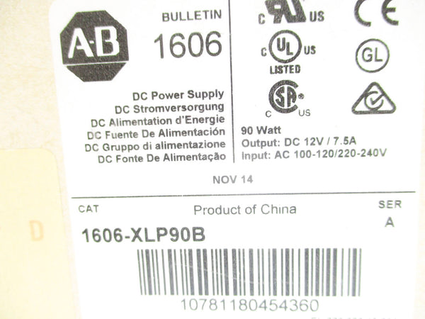 ALLEN BRADLEY 1606-XLP90B SER. A 100-120/220-240VAC 7.5A (WH) NSMP
