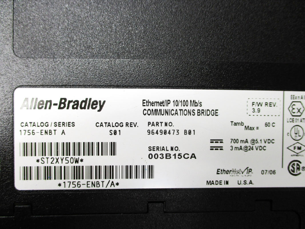 ALLEN BRADLEY 1756-ENBT SER. A F/W 3.9 24VDC NSNP