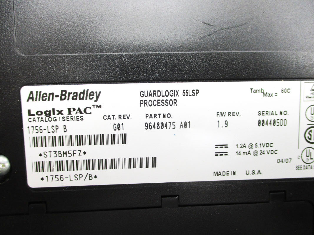 ALLEN BRADLEY 1756-LSP SER. B F/W 1.9 24VDC (AS PICTURED) NSNP