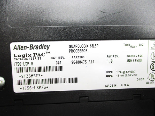 ALLEN BRADLEY 1756-LSP SER. B F/W 1.9 24VDC (AS PICTURED) NSNP