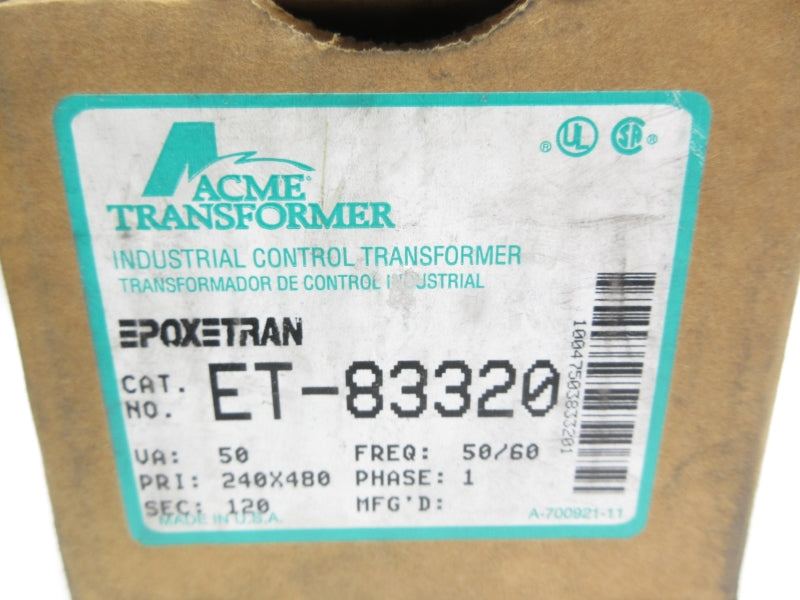 ACME TRANSFORMER ET-83320 240/480V 50VA NSMP