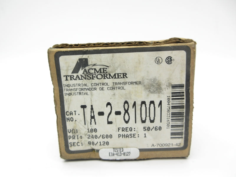 ACME TRANSFORMER TA-2-81001 240/600V 100VA NSMP