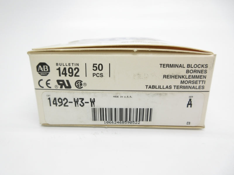 ALLEN BRADLEY 1492-W3-W SER. A 600V (PKG OF 50) (WH) NSMP