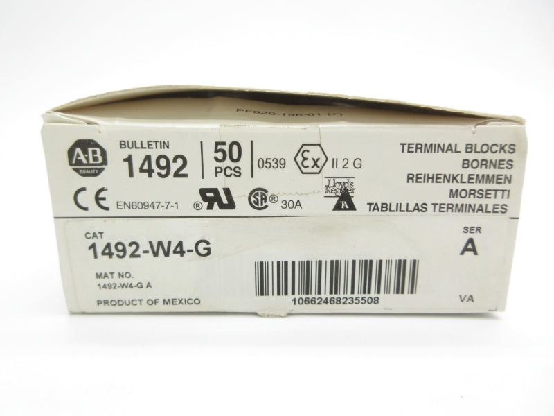 ALLEN BRADLEY 1492-W4-G SER. A 600V 30A (PKG OF 50) (WH) NSMP