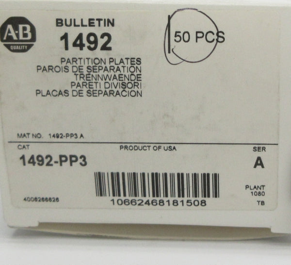 ALLEN BRADLEY 1492-PP3 SER. A (PKG OF 50) (WH) NSMP