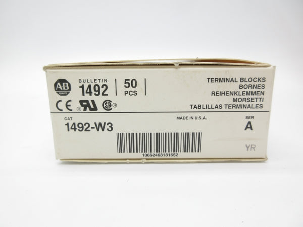 ALLEN BRADLEY 1492-W3 SER. A 600V (PKG OF 50) (GY/BL) NSMP-OEM