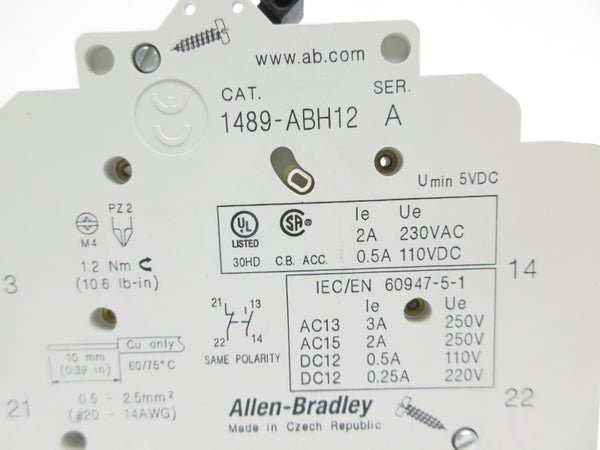 ALLEN BRADLEY 1489-ABH12 SER. A 230VAC 2A NSNP-OEM