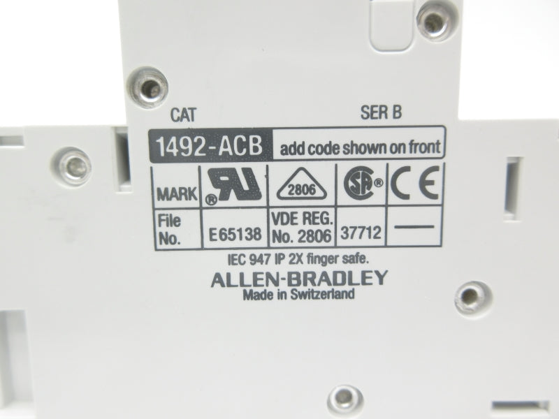 ALLEN BRADLEY 1492-ACBH1 SER. B 277VAC 6A NSNP