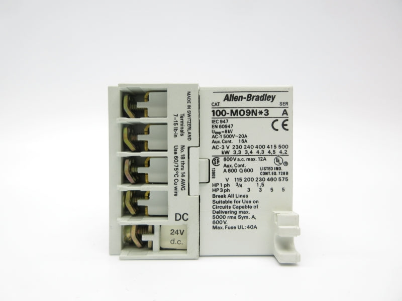 ALLEN BRADLEY 100-MO9NJ3 SER. A 24VDC 12A NSNP