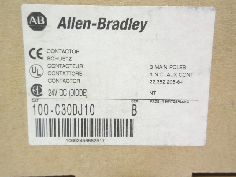 ALLEN BRADLEY 100-C30DJ10 SER. B 24VDC 45A (BR/WH) NSMP