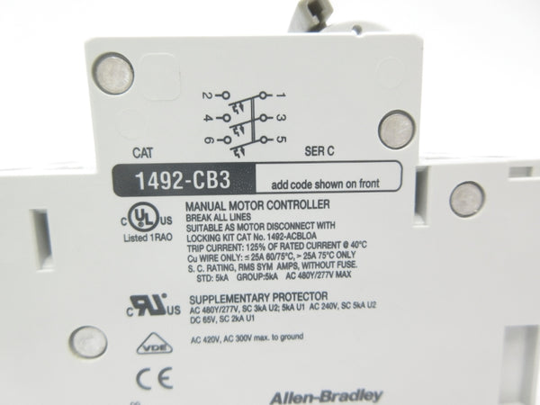 ALLEN BRADLEY 1492-CB3G300 SER. C 277VAC 30A NSNP
