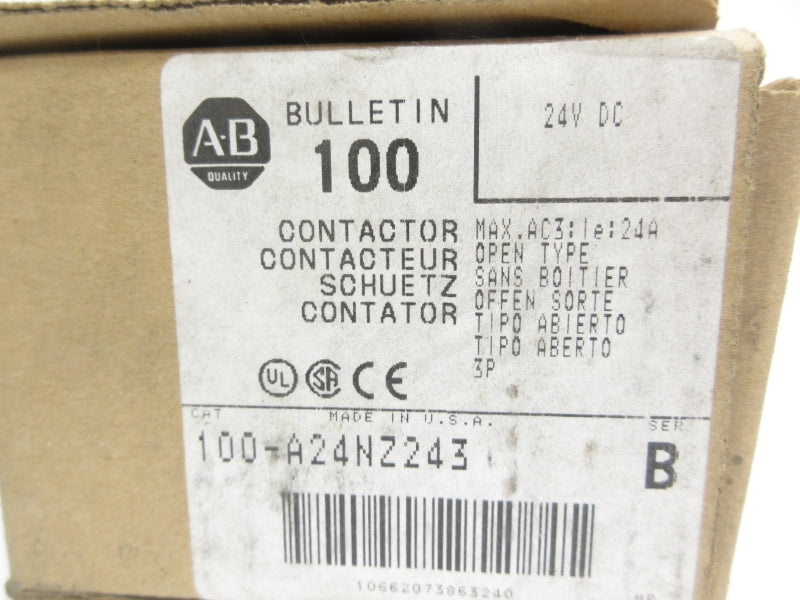 ALLEN BRADLEY 100-A24NZ243 SER. B 24VDC 24A (BR/WH) NSMP