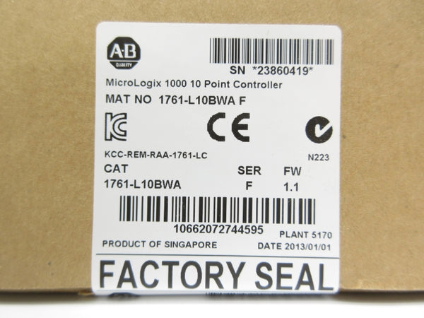 ALLEN BRADLEY 1761-L10BWA SER. F F/W 1.1 DATE: 2013 NSFS