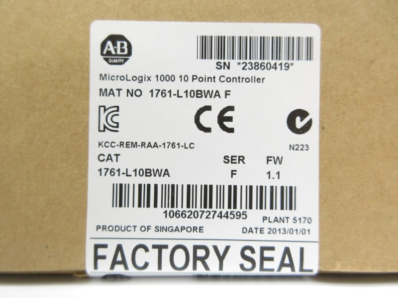 ALLEN BRADLEY 1761-L10BWA SER. F F/W 1.1 DATE: 2013 NSFS