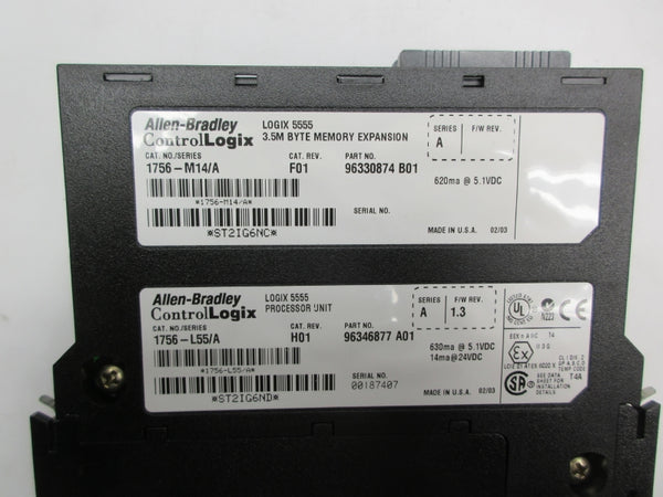 ALLEN BRADLEY 1756-L55M14 SER. A F/W 1.3 24VDC NSNP