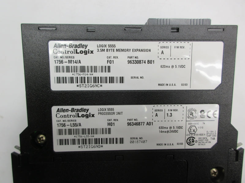 ALLEN BRADLEY 1756-L55M14 SER. A F/W 1.3 24VDC NSNP