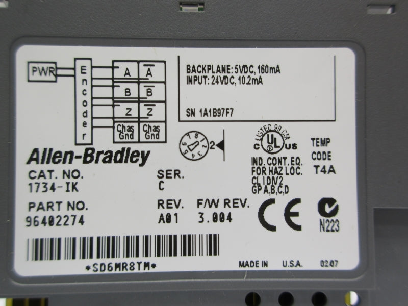 ALLEN BRADLEY 1734-IK SER. C F/W 3.004 24VDC NSNP