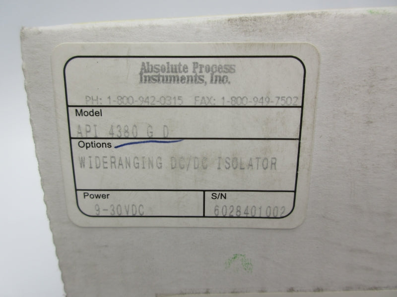 ABSOLUTE PROCESS INSTRUMENTS API4380GD 9-30VDC NSMP