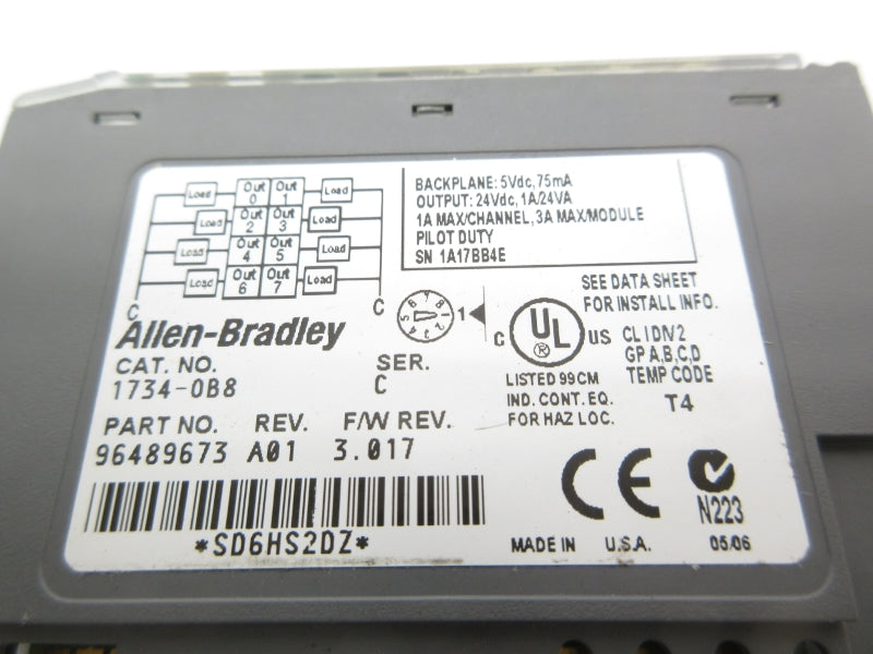 ALLEN BRADLEY 1734-OB8 SER. C F/W 3.017 24VDC 3A UNMP